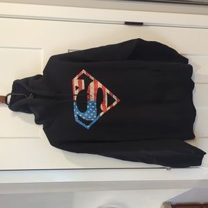 Superman American Flas Black Hoodie Size Large DC Comics NWOT Unisex 🇺🇸 ♥